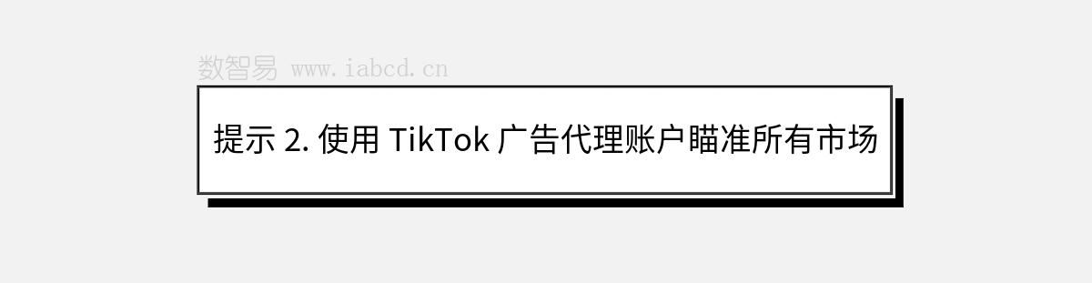 提示 2. 使用 TikTok 广告代理账户瞄准所有市场