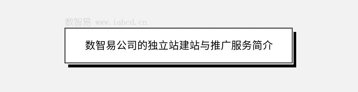 数智易公司的独立站建站与推广服务简介