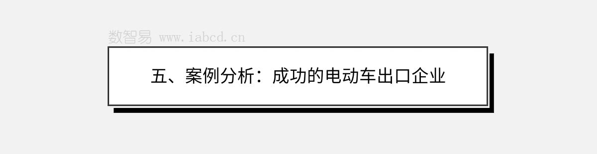 五、案例分析：成功的电动车出口企业