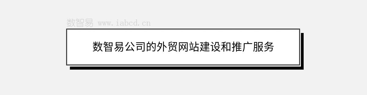 数智易公司的外贸网站建设和推广服务