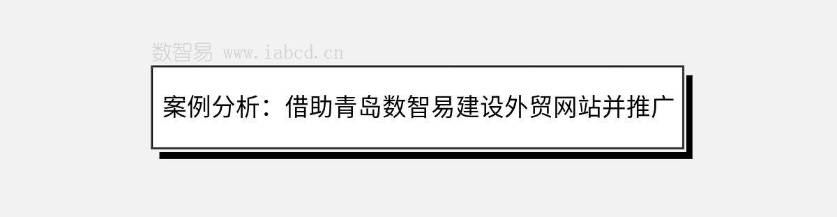 案例分析：借助青岛数智易建设外贸网站并推广