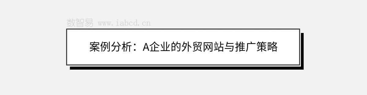 案例分析：A企业的外贸网站与推广策略