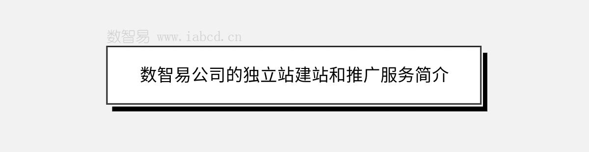 数智易公司的独立站建站和推广服务简介