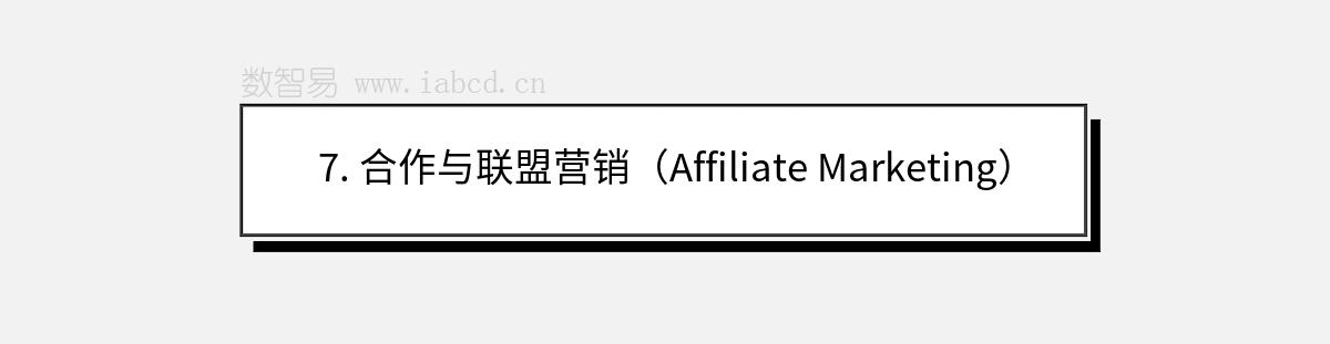 7. 合作与联盟营销（Affiliate Marketing）