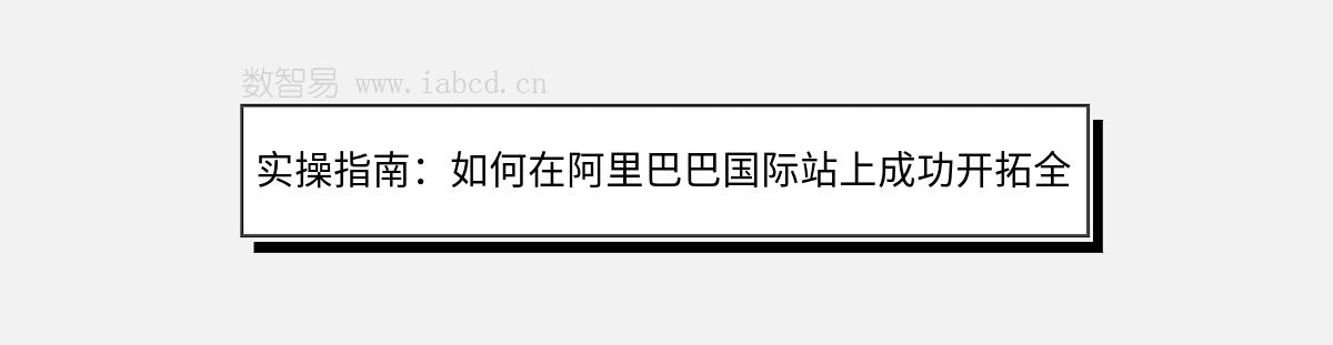 实操指南：如何在阿里巴巴国际站上成功开拓全球市场