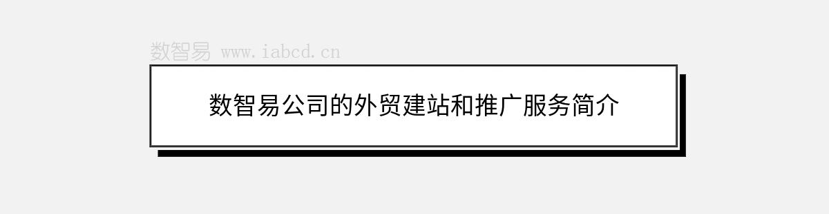 数智易公司的外贸建站和推广服务简介