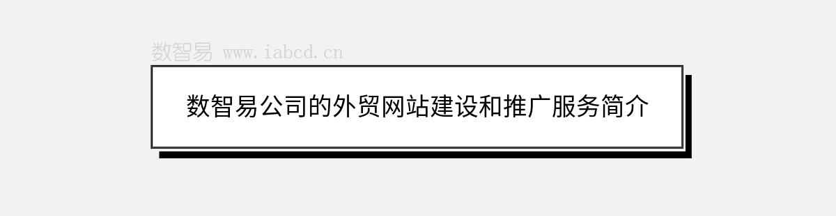 数智易公司的外贸网站建设和推广服务简介