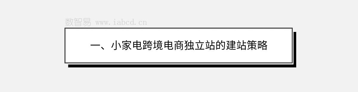 一、小家电跨境电商独立站的建站策略