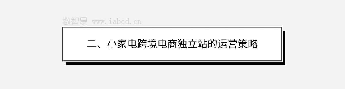 二、小家电跨境电商独立站的运营策略