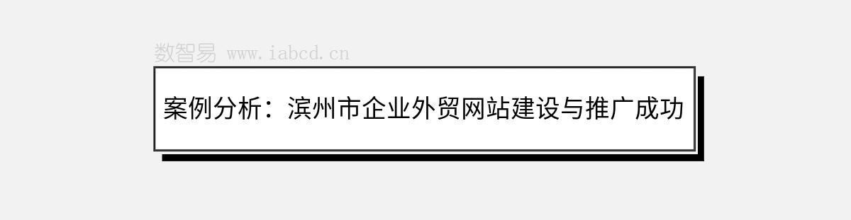 案例分析：滨州市企业外贸网站建设与推广成功经验