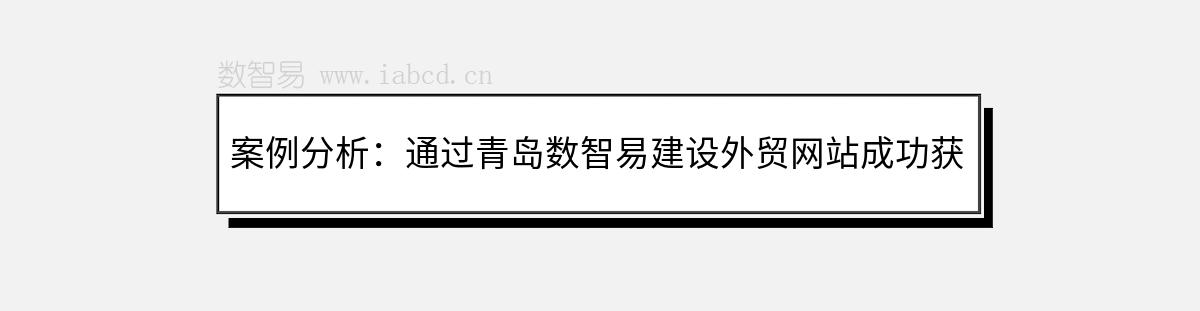 案例分析：通过青岛数智易建设外贸网站成功获取订单