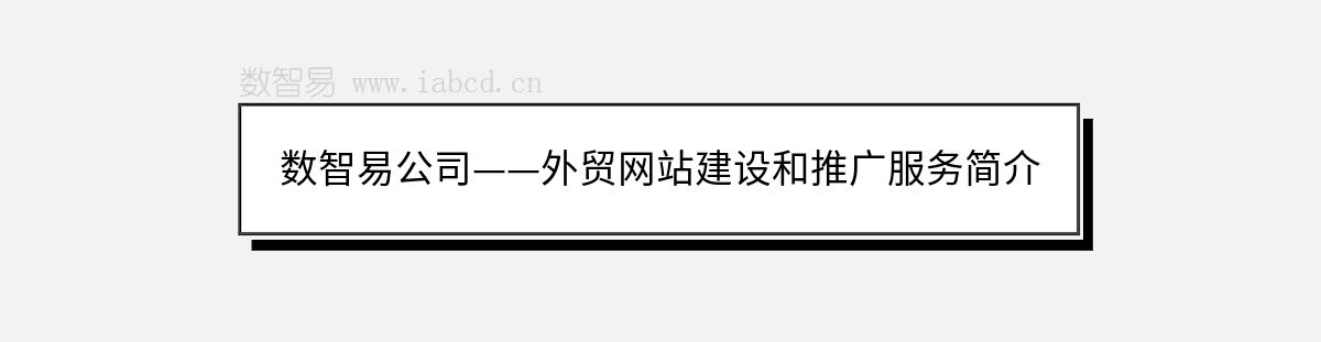 数智易公司——外贸网站建设和推广服务简介