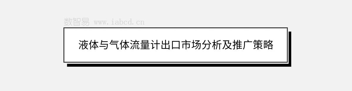 液体与气体流量计出口市场分析及推广策略