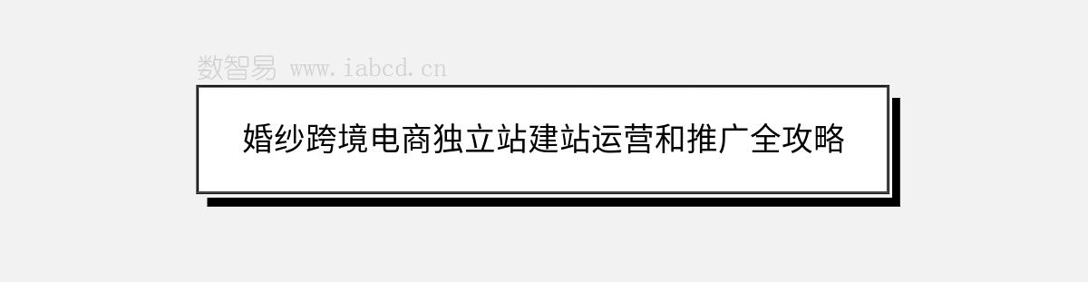 婚纱跨境电商独立站建站运营和推广全攻略