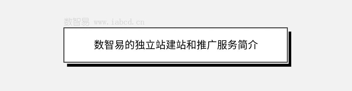 数智易的独立站建站和推广服务简介