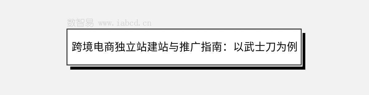 跨境电商独立站建站与推广指南：以武士刀为例