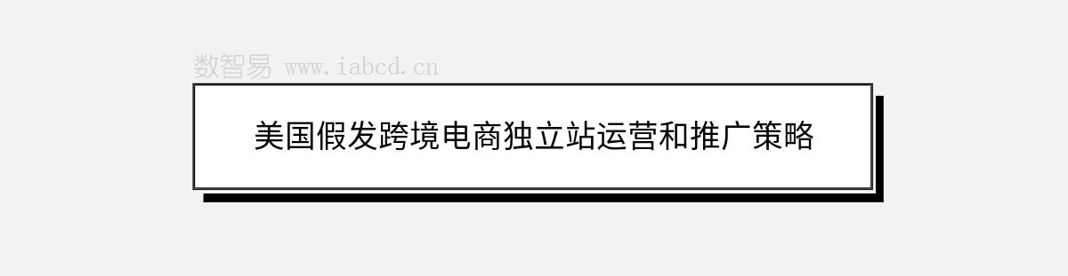 美国假发跨境电商独立站运营和推广策略