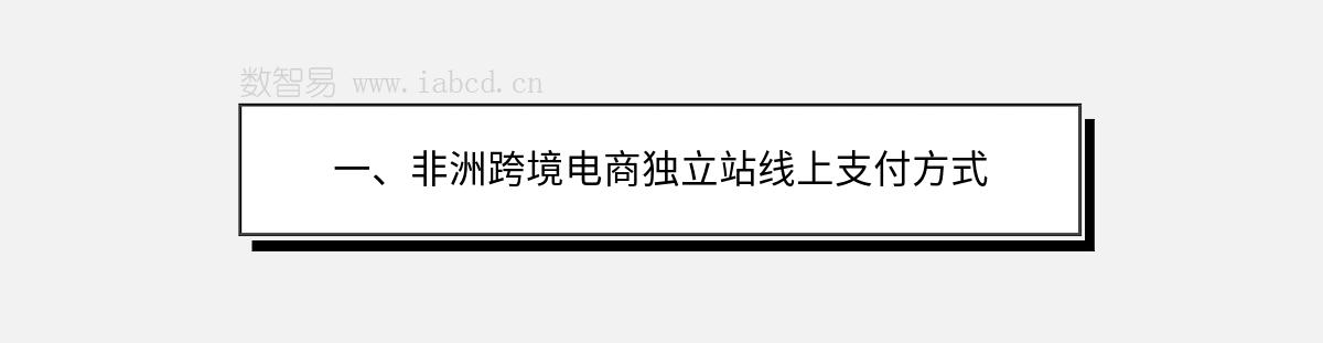 一、非洲跨境电商独立站线上支付方式