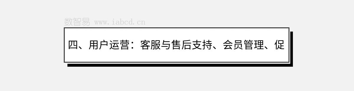 四、用户运营：客服与售后支持、会员管理、促销活动