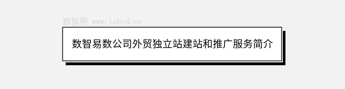 数智易数公司外贸独立站建站和推广服务简介