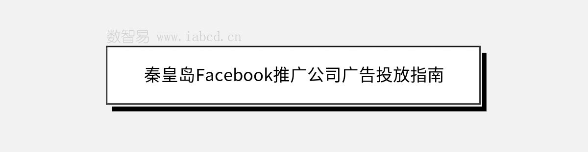 秦皇岛Facebook推广公司广告投放指南