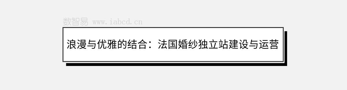 浪漫与优雅的结合：法国婚纱独立站建设与运营指南