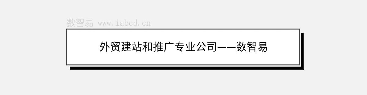 外贸建站和推广专业公司——数智易