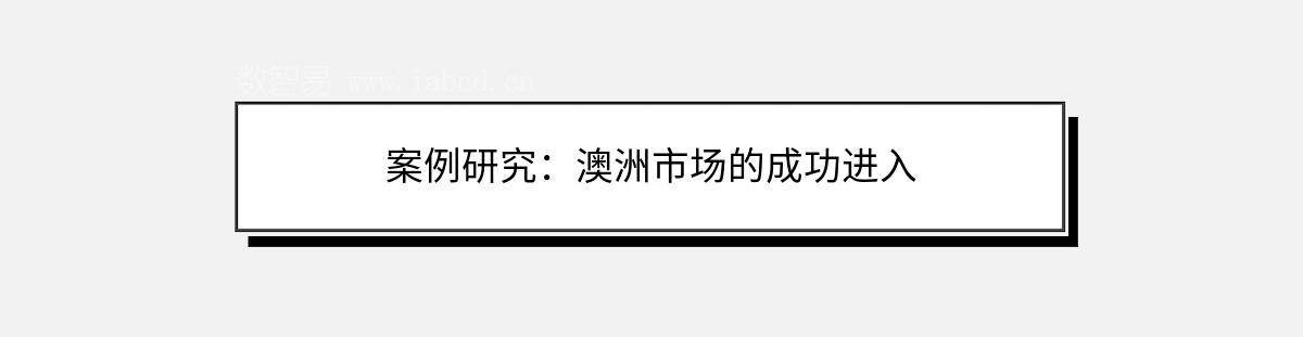 案例研究：澳洲市场的成功进入