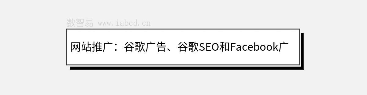 网站推广：谷歌广告、谷歌SEO和Facebook广告