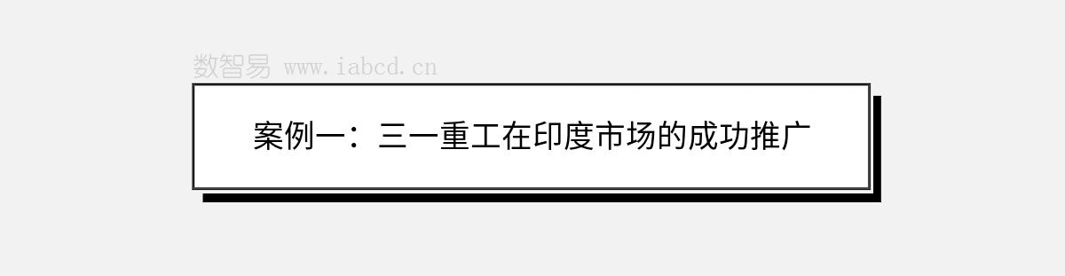 案例一：三一重工在印度市场的成功推广