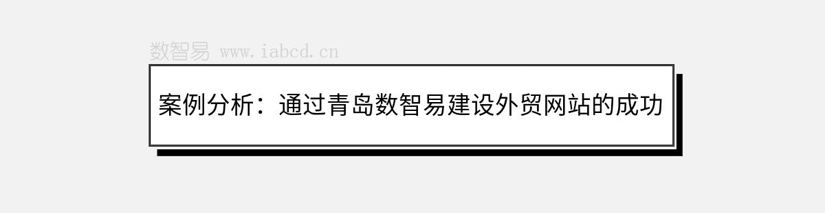 案例分析：通过青岛数智易建设外贸网站的成功案例