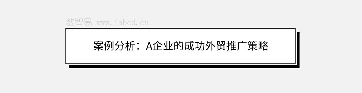 案例分析：A企业的成功外贸推广策略