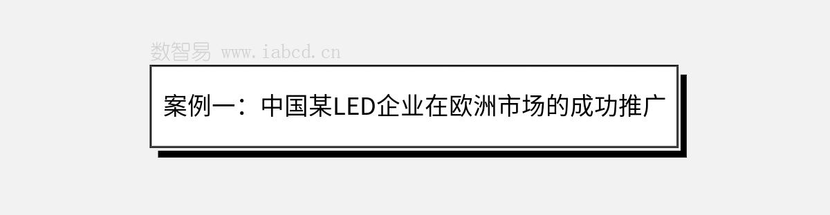 案例一：中国某LED企业在欧洲市场的成功推广