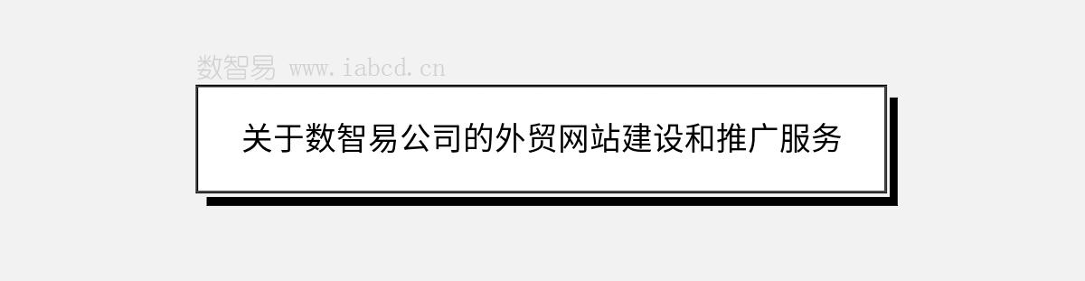 关于数智易公司的外贸网站建设和推广服务