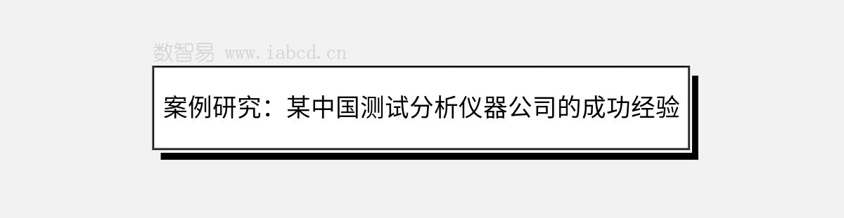 案例研究：某中国测试分析仪器公司的成功经验