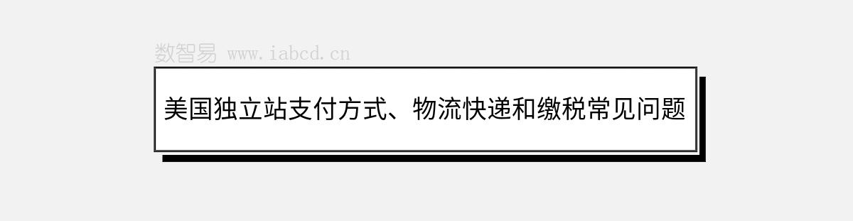 美国独立站支付方式、物流快递和缴税常见问题解析