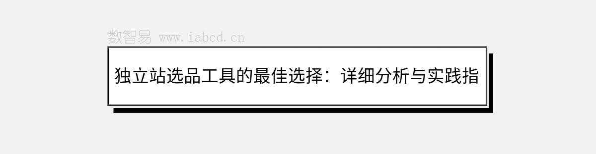 独立站选品工具的最佳选择：详细分析与实践指南