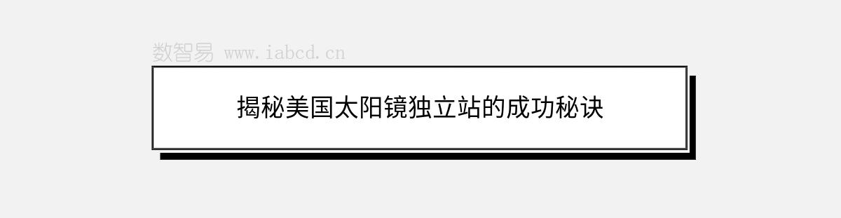 揭秘美国太阳镜独立站的成功秘诀