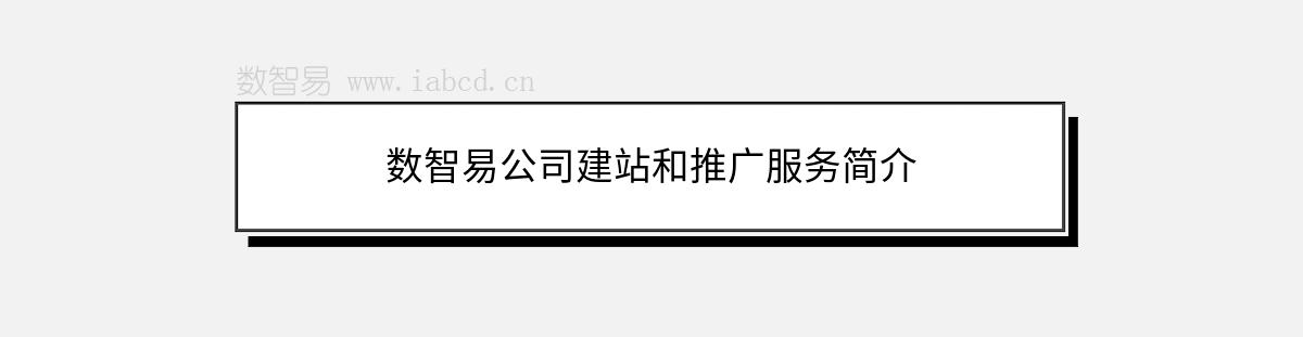 数智易公司建站和推广服务简介