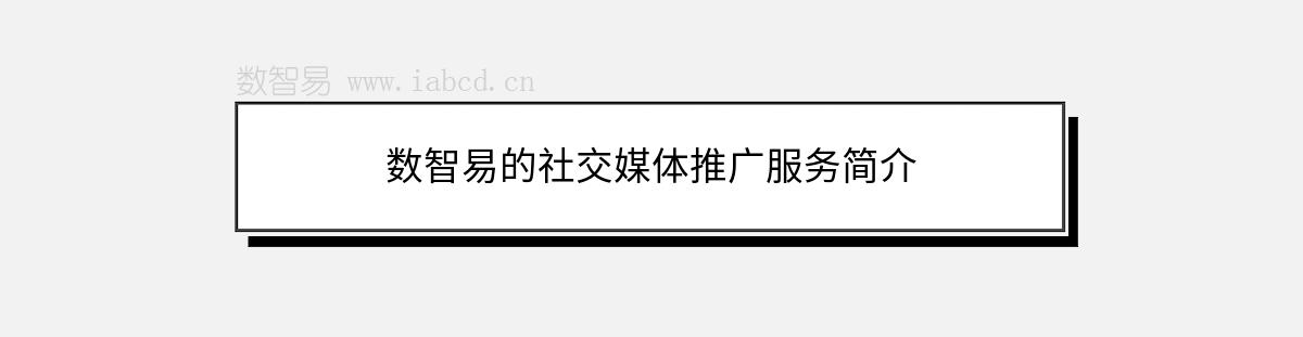 数智易的社交媒体推广服务简介