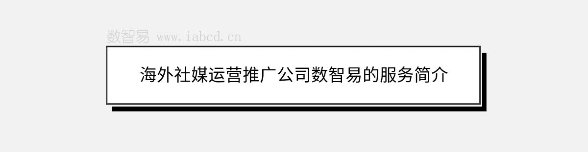 海外社媒运营推广公司数智易的服务简介